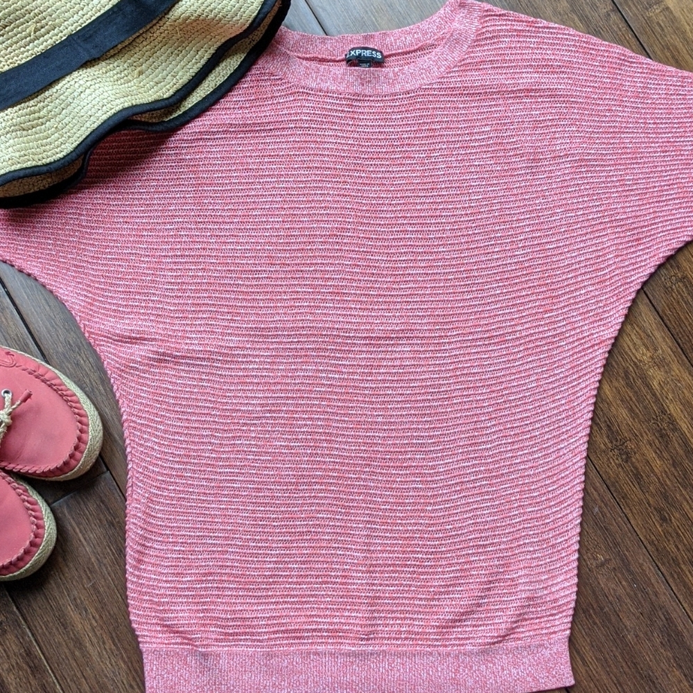 ❤️ 2 for $15 ❤️ Express Open Stitched Sweater in Coral & White S